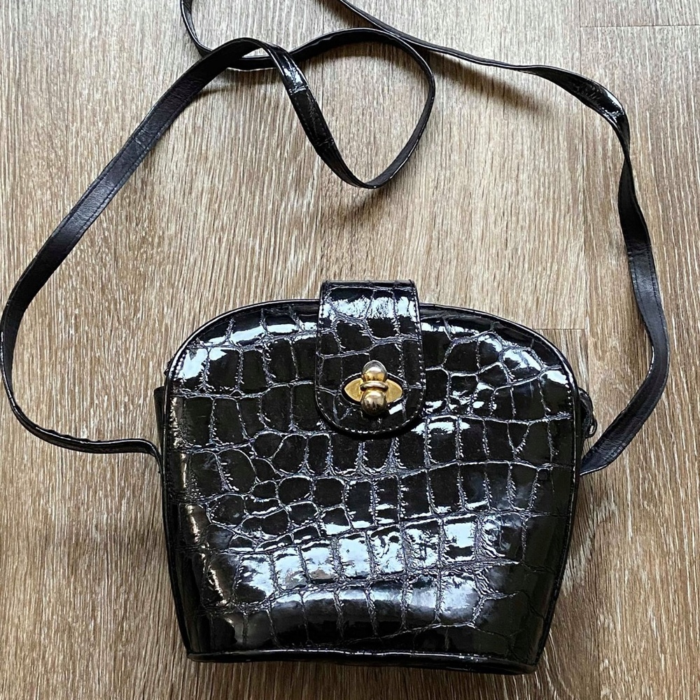 Black Croc Embossed Bag - Stuart Weitzman